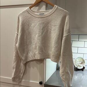 Wild Fable Cream Crew Neck Cropped Sweater